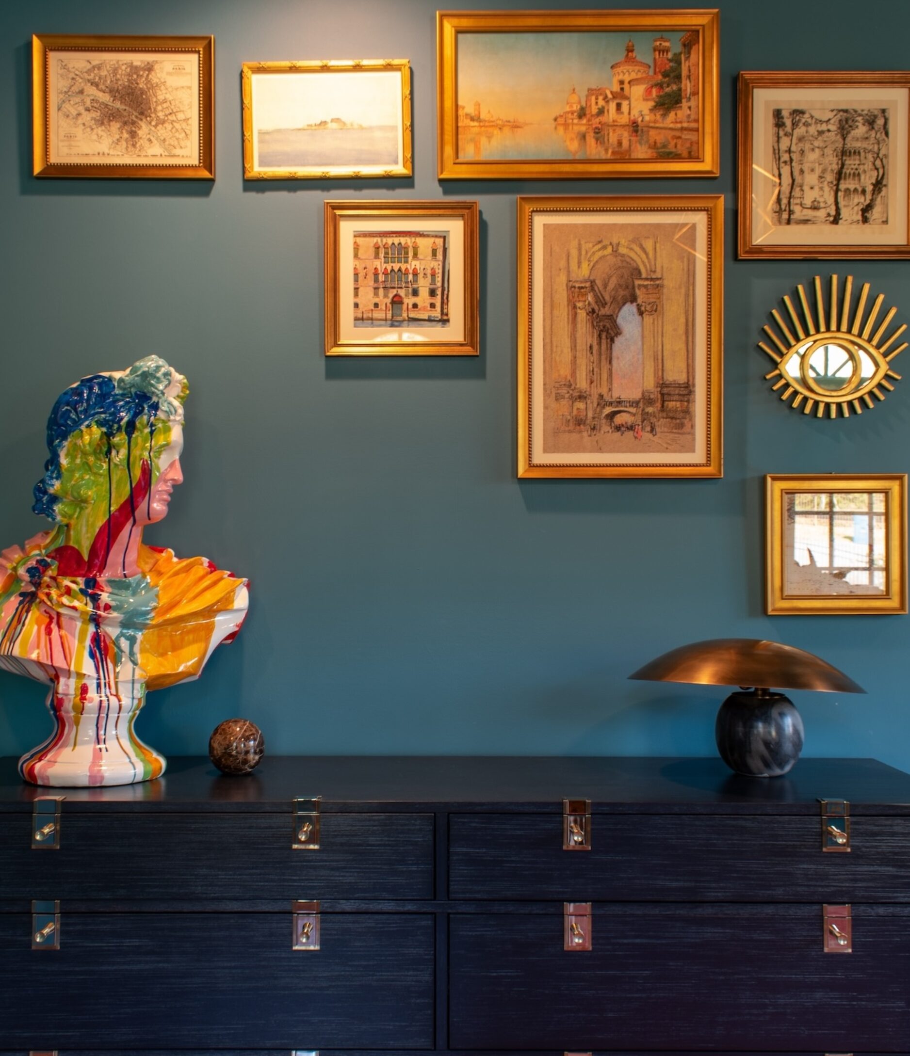 Interior Design Statue Bust Gallery Wall