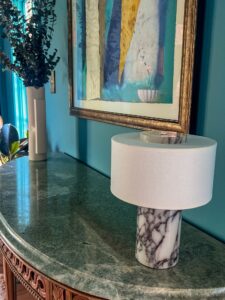 Marble Lamp Base On Sideboard