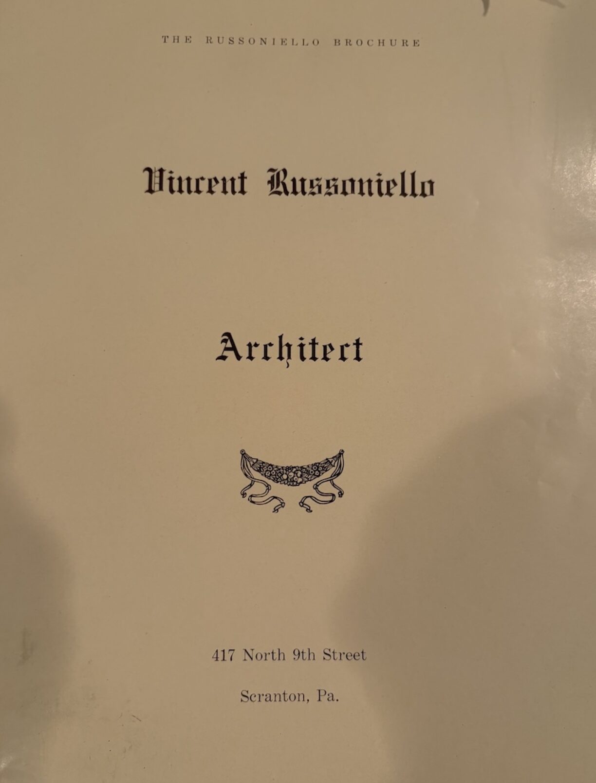 Cover Of Vincent Russoniello Marketing Brochure And Portfolio