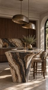 Dramatic Marble Kitchen Island Studio Russoniello