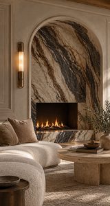Natural Stone Architecture Dramatic Marble Fireplace Studio Russoniello