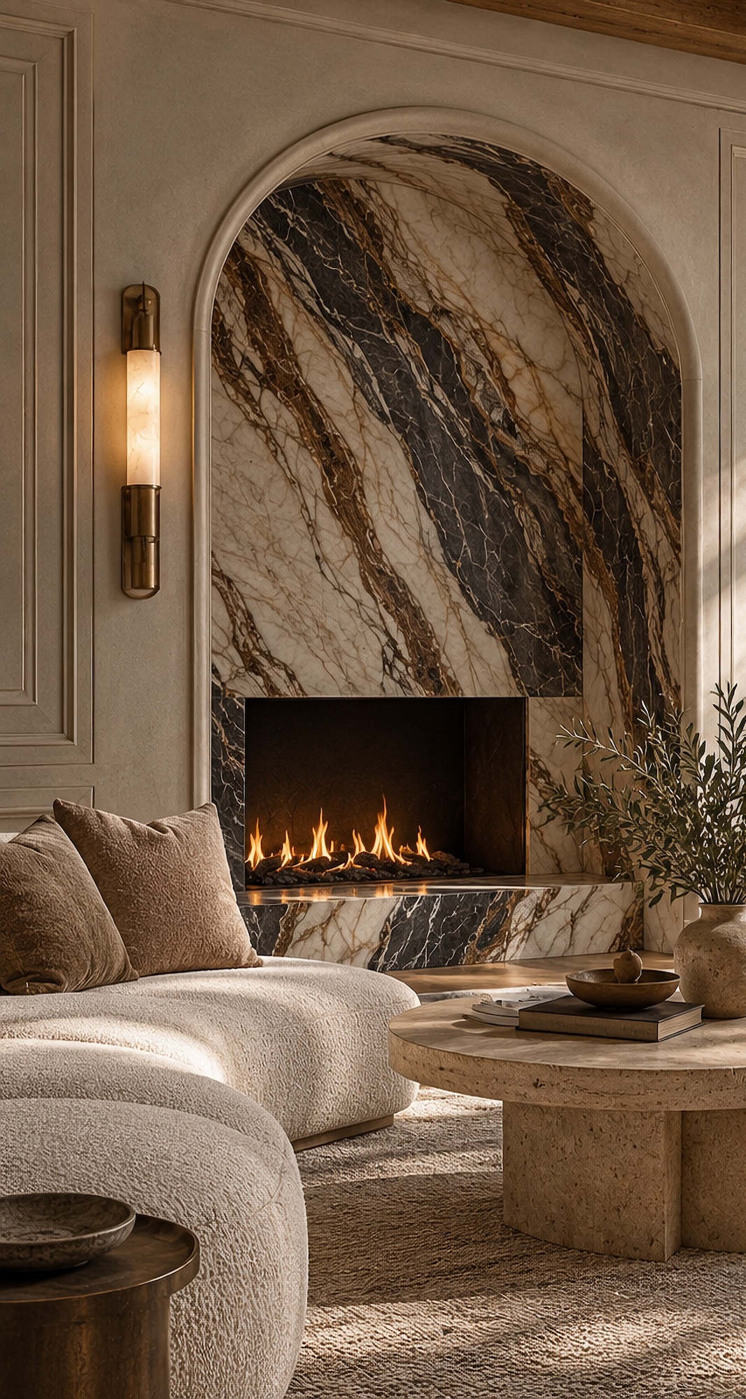 Natural Stone Architecture Dramatic Marble Fireplace Studio Russoniello